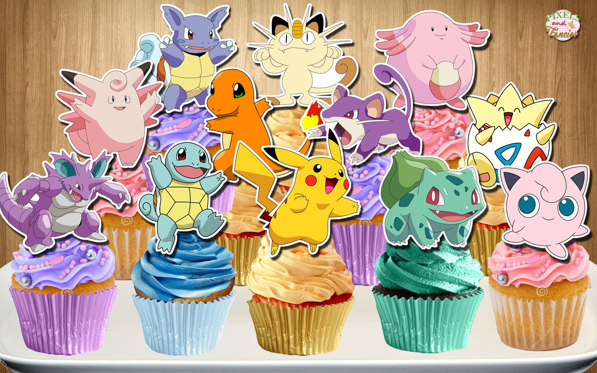 Pokemon Go Cupcake Toppers, Pokemon Cupcake Toppers, Pokemon Go Cupca…