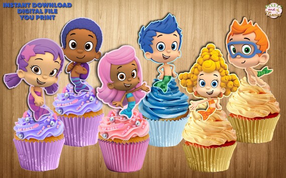Bubble Guppies Cupcake Toppers Bubble Guppies Cupcake Picks Etsy