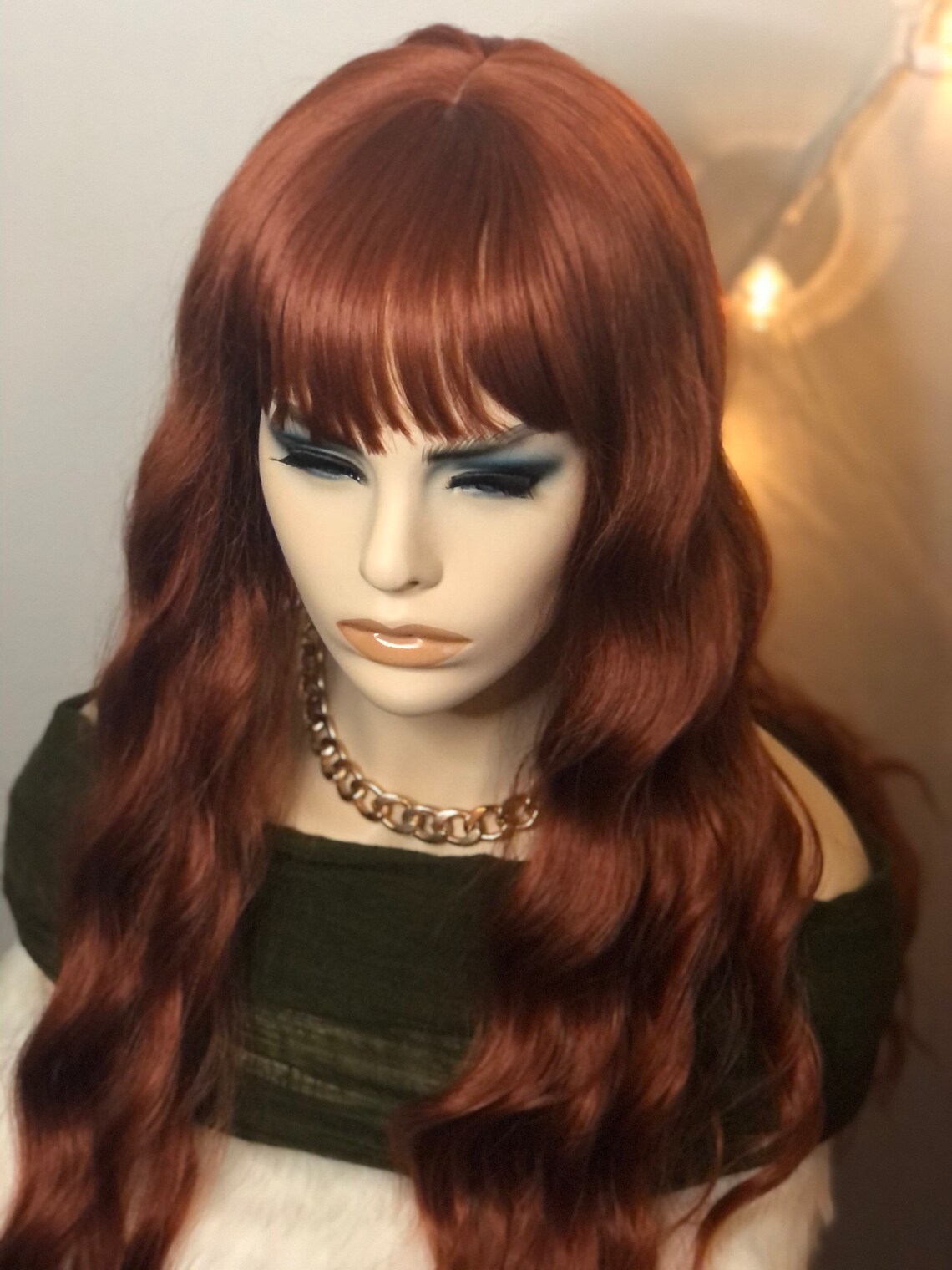 Copper Wig With Bangs Synthetic Hair Etsy