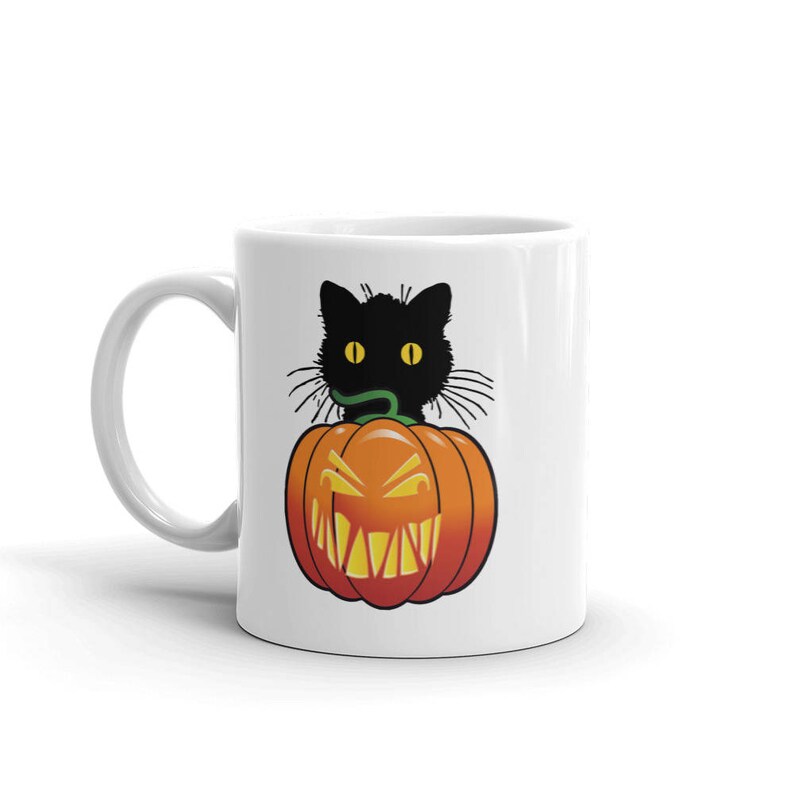 Download Halloween Coffee Mug Black Cat&Spooky Pumpkin Coffee Cup ...