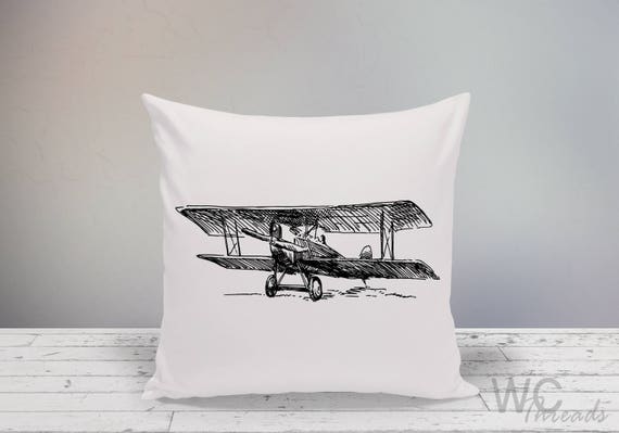 vintage airplane pillow