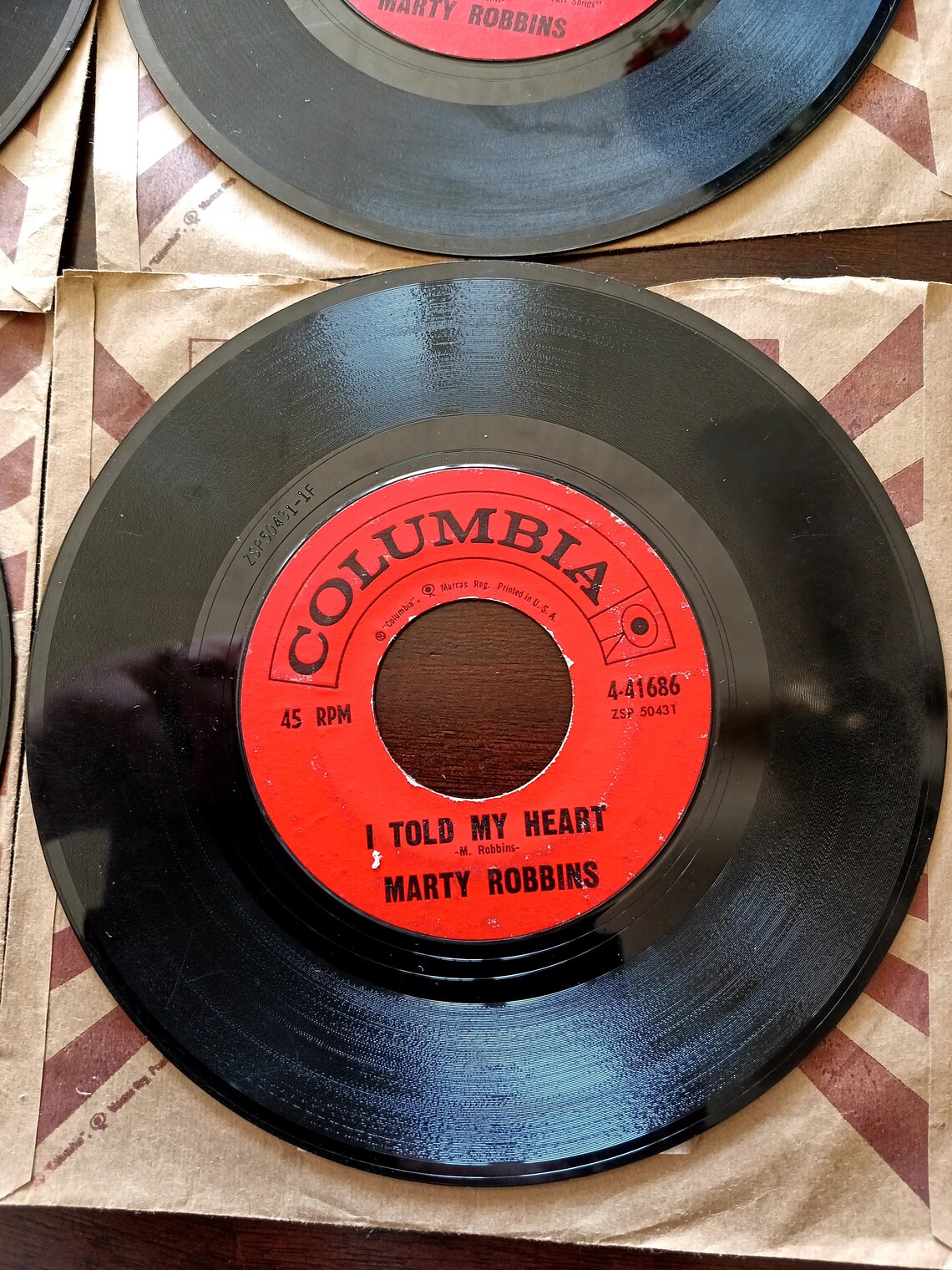 Vintage Columbia Record Marty Robbins 45 RPM set of 4 used Etsy