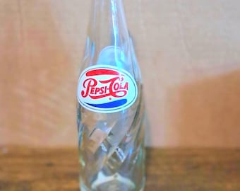 Clear Heavy Swirl Glass Design Pepsi-Cola Bottle used 1950's