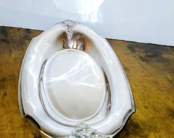 Silver Plated Bread Serving 12" long  Tray " Raised Flowers " Handles by Webster Wilcox International Silver Co. Pattern 7119 used