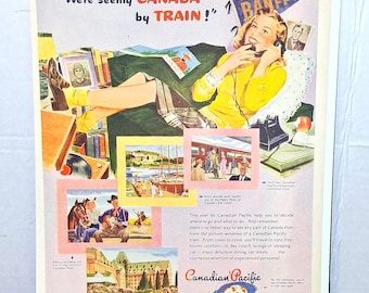 Canadian Pacific Magazine Ad's & Derby Chili Con Carne one Side 14" x 10"  used