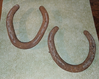 Antique Rusty Large Horseshore set of 2 Different with Some Nail used