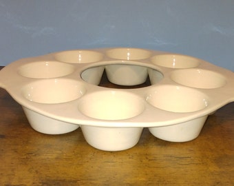 White El Camino Stoneware Pottery Single Deep Dish 8 Muffin Pan used