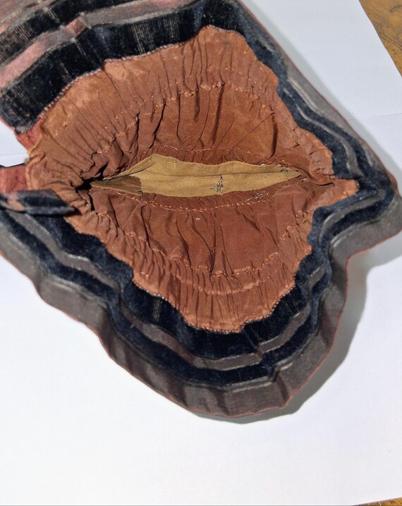 Handmade Micro Beaded  Drawstring Brown/Black Sil… - image 12