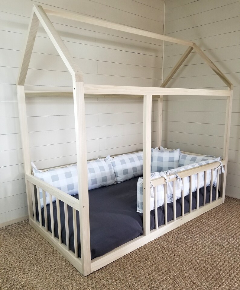 Twin House Frame Bed With Four Removable Railings Made In Usa Image 0