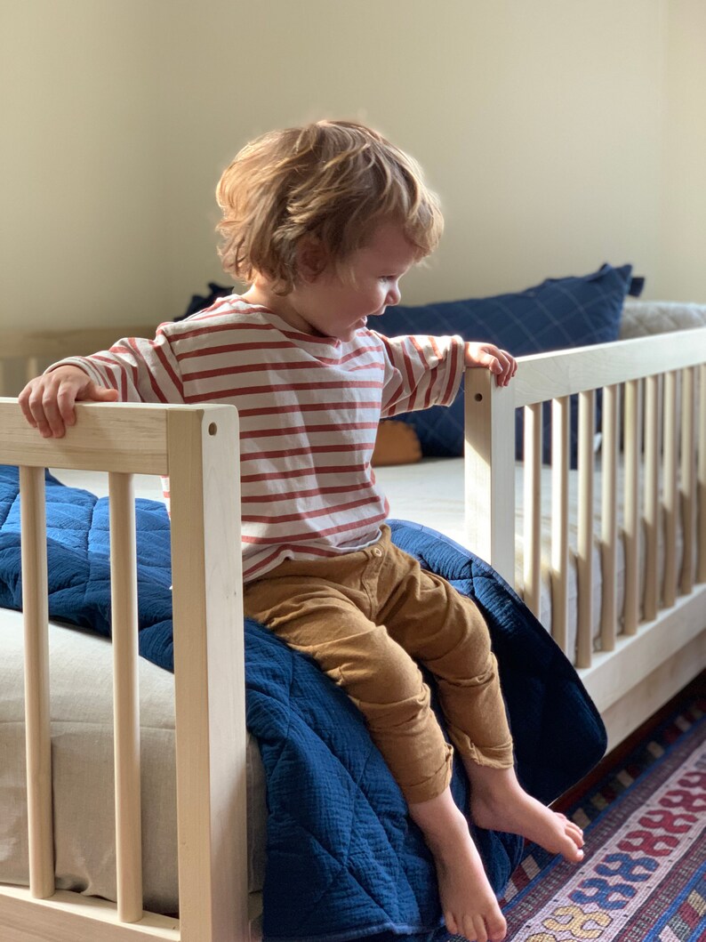 full double montessori floor bed with rails