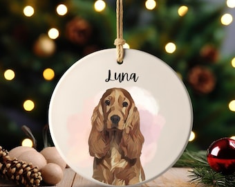 Adorno de acuarela personalizado para mascotas con foto y nombre de mascotas - Adorno personalizado Adorno navideño para perro Adorno personalizado para perro Adorno personalizado para mascota