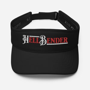 May include: Black visor with a red and white embroidered logo that says "HELLBENDER".