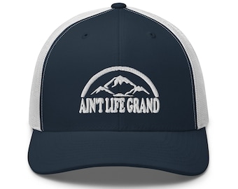 Aint Life Grand Mountains Trucker Snapback Cap | Flat Embroidery | Inspired Panic Art Cap | Lot Style Cap | WSP Jam Band Swag