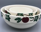 Crock Stop Pottery Nesting Bowls vintage yelloware sponge ware