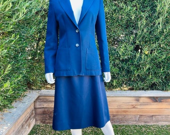 Vintage Panter Navy Blue Skirt Suit