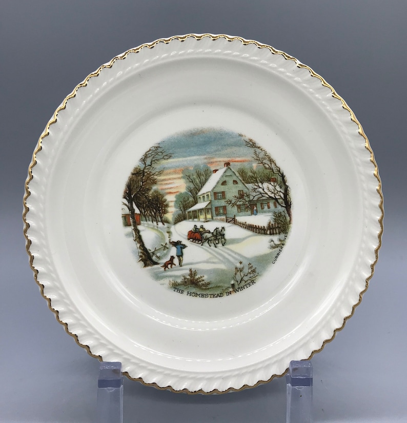 Harker Pottery\u2019s Currier And Ives Dinner Plates and