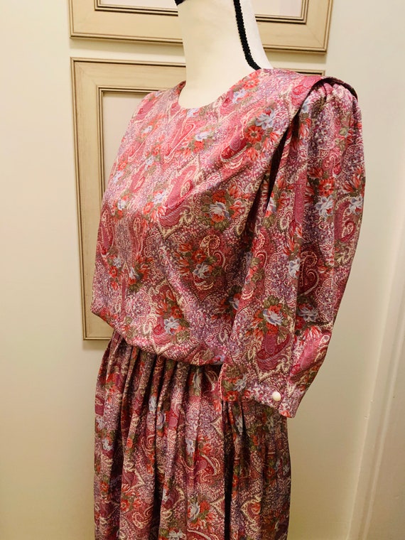 Vintage 1980’s Pink Paisley Dress - image 8