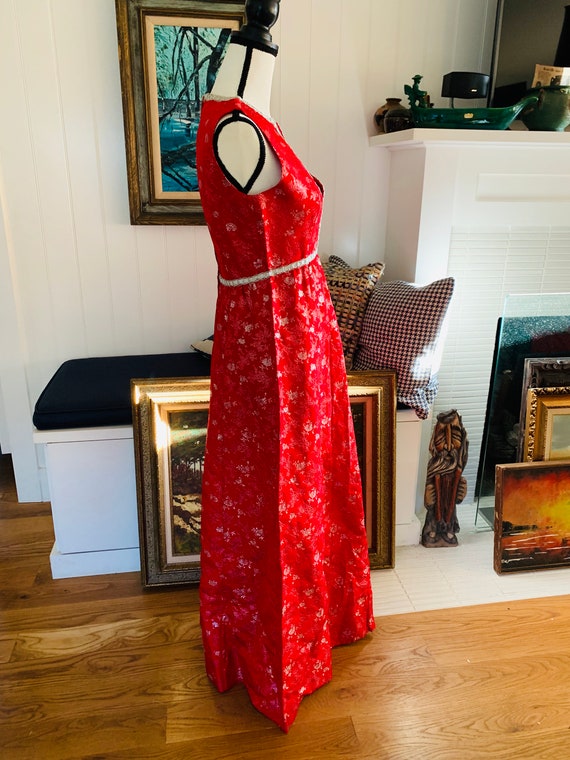 Vintage Red Brocade Gown/ 1960’s Vintage Prom Dre… - image 9