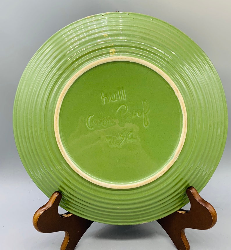 Vintage Hull Avocado Green Drip Glaze Dinner Plate Etsy