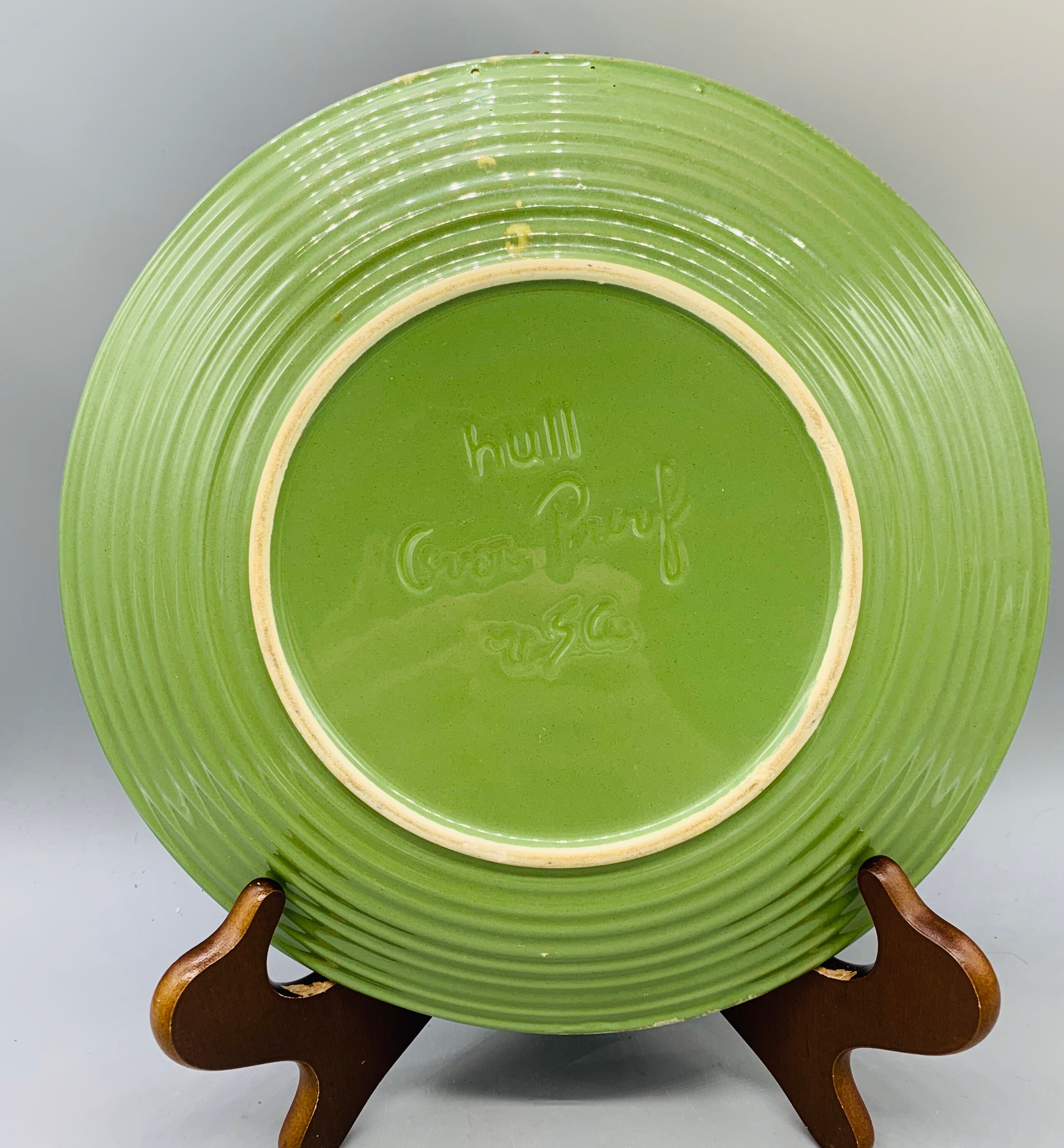 Vintage Hull Avocado Green Drip Glaze Dinner Plate Etsy