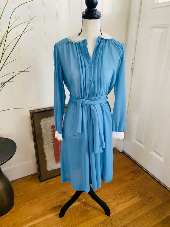 Vintage 1970’s New Discoveries Blue Dress - image 1