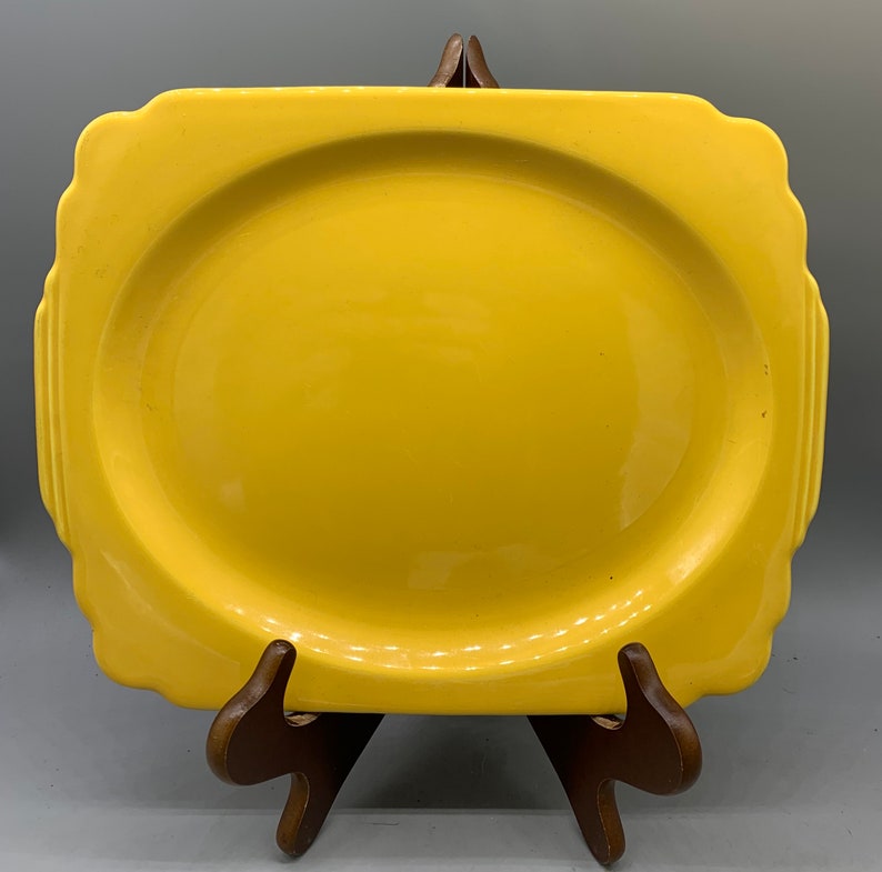 Homer Laughlin Riviera Yellow Luncheon Plates Platter Oval Etsy