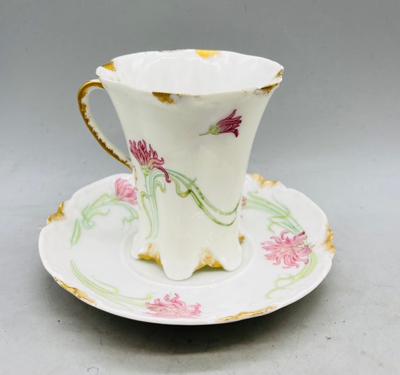Vintage Haviland Limoges Gold Encrusted Floral Cup and Saucer Etsy