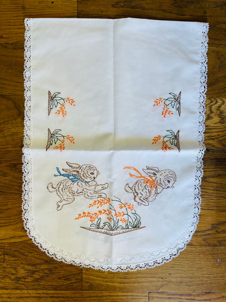 Vintage Embroidered Household Linens/ Floral Table Runners/ Etsy