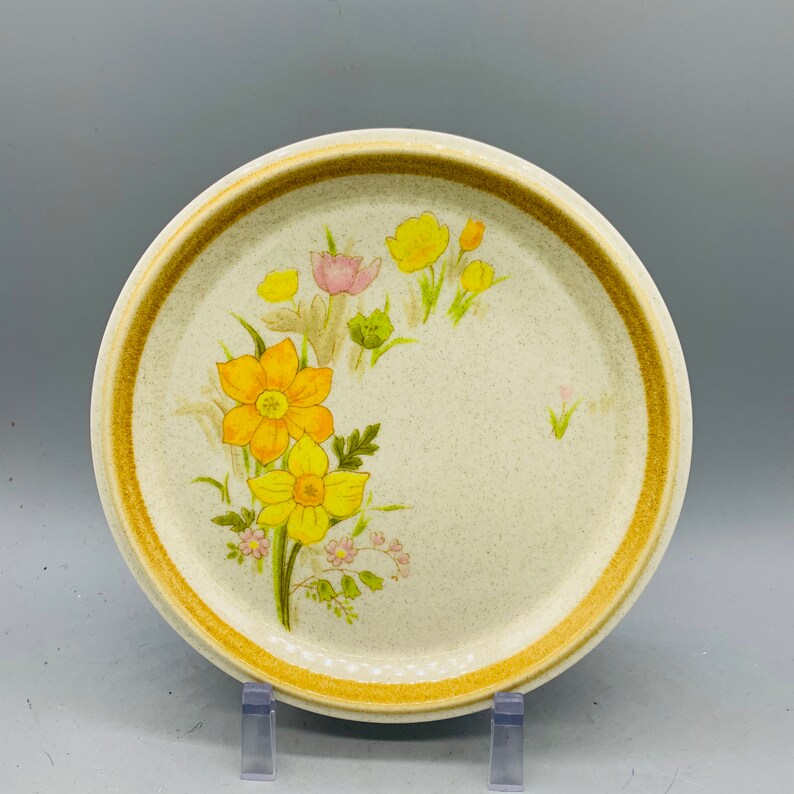 Set of 4 Mismatched Floral Stoneware Salad Plates Etsy