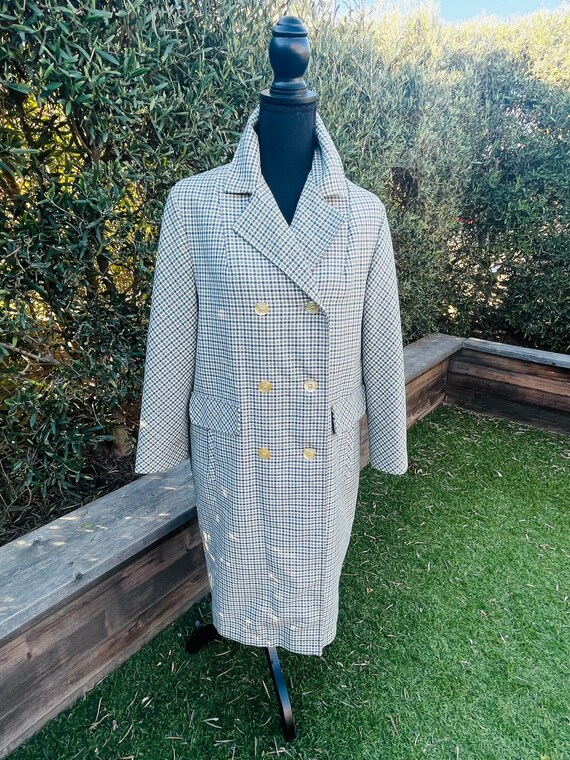 Vintage Casual Weather Plaid Trench Coat - image 3