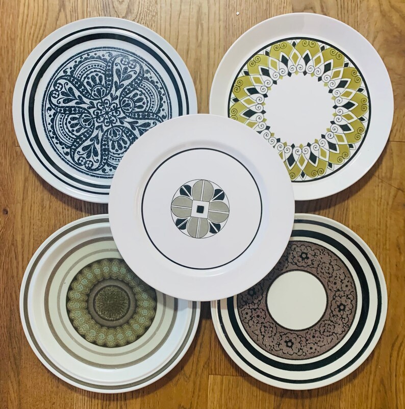 Mismatched Set of 5 Stoneware Dinner Plates/ Mix and Match | Etsy