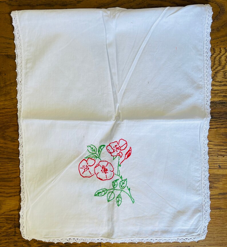 Vintage Embroidered Household Linens/ Floral Table Runners/ Etsy