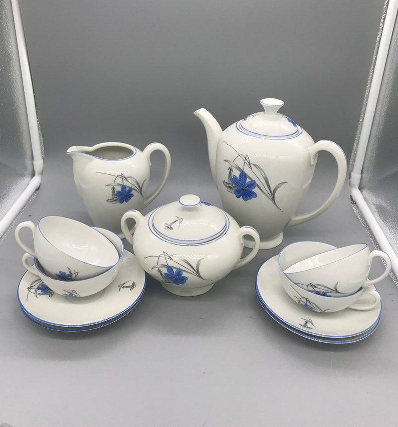 Heinrich H&C Bavarian Blue Honeysuckle Tea Set 11 Piece Etsy