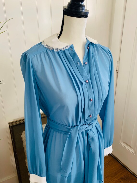 Vintage 1970’s New Discoveries Blue Dress - image 8