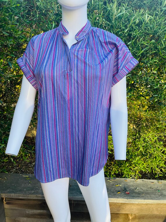 Jaylan of California Cap Sleeve Striped Shirt - image 7