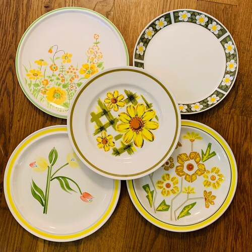 Mismatched Set of 5 Floral Dinner Plates Etsy