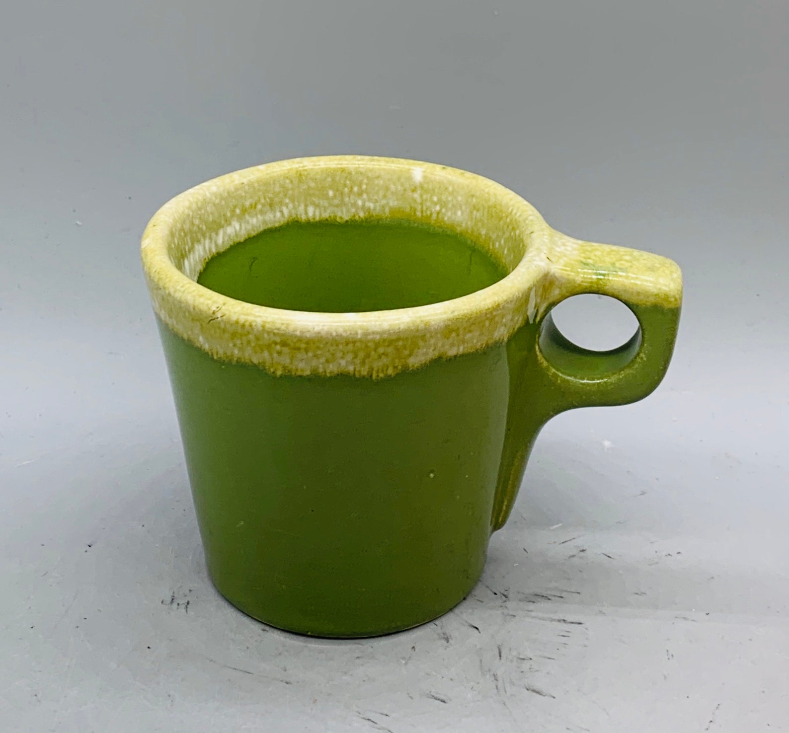 Vintage Hull Avocado Green Drip Glaze Dinner Plate Etsy