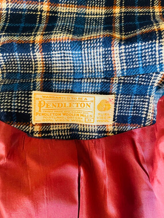 Pendleton Vintage Blue Plaid Wool Blazer - image 6