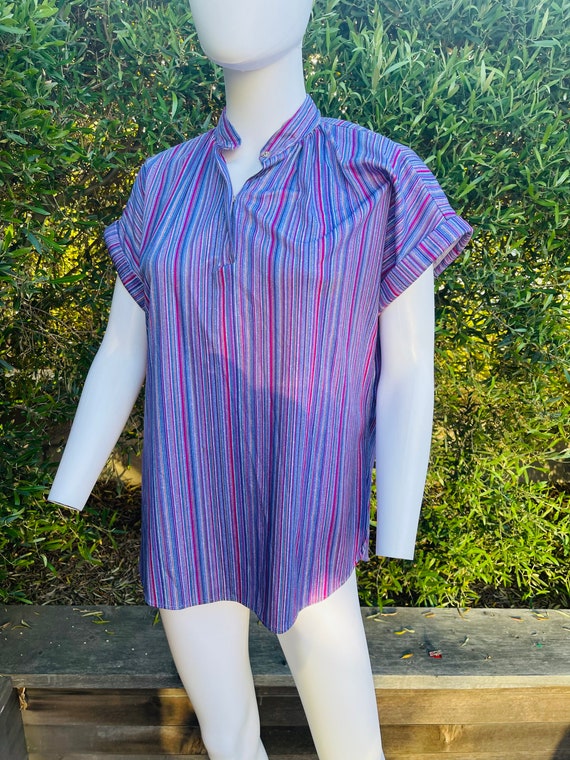 Jaylan of California Cap Sleeve Striped Shirt - image 1