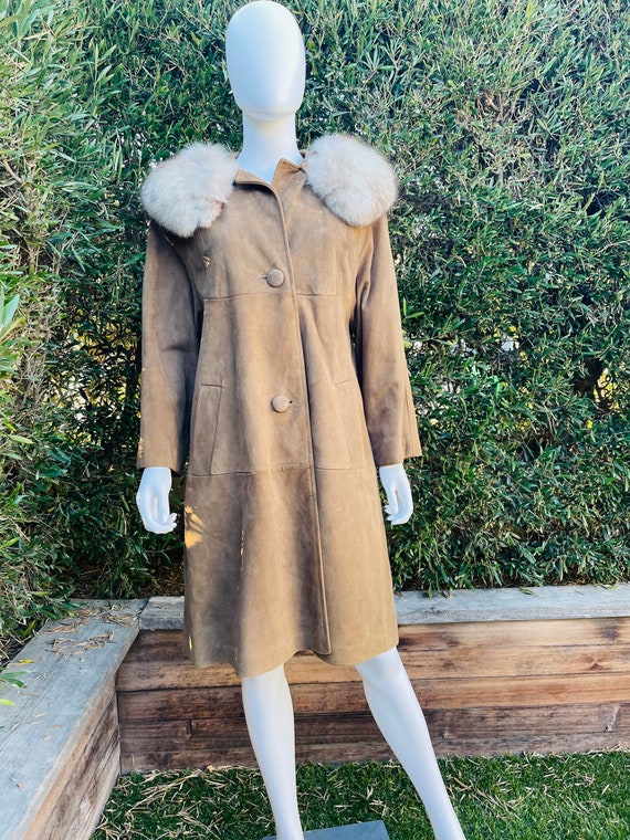 Vintage suede coat 2025 with fur collar