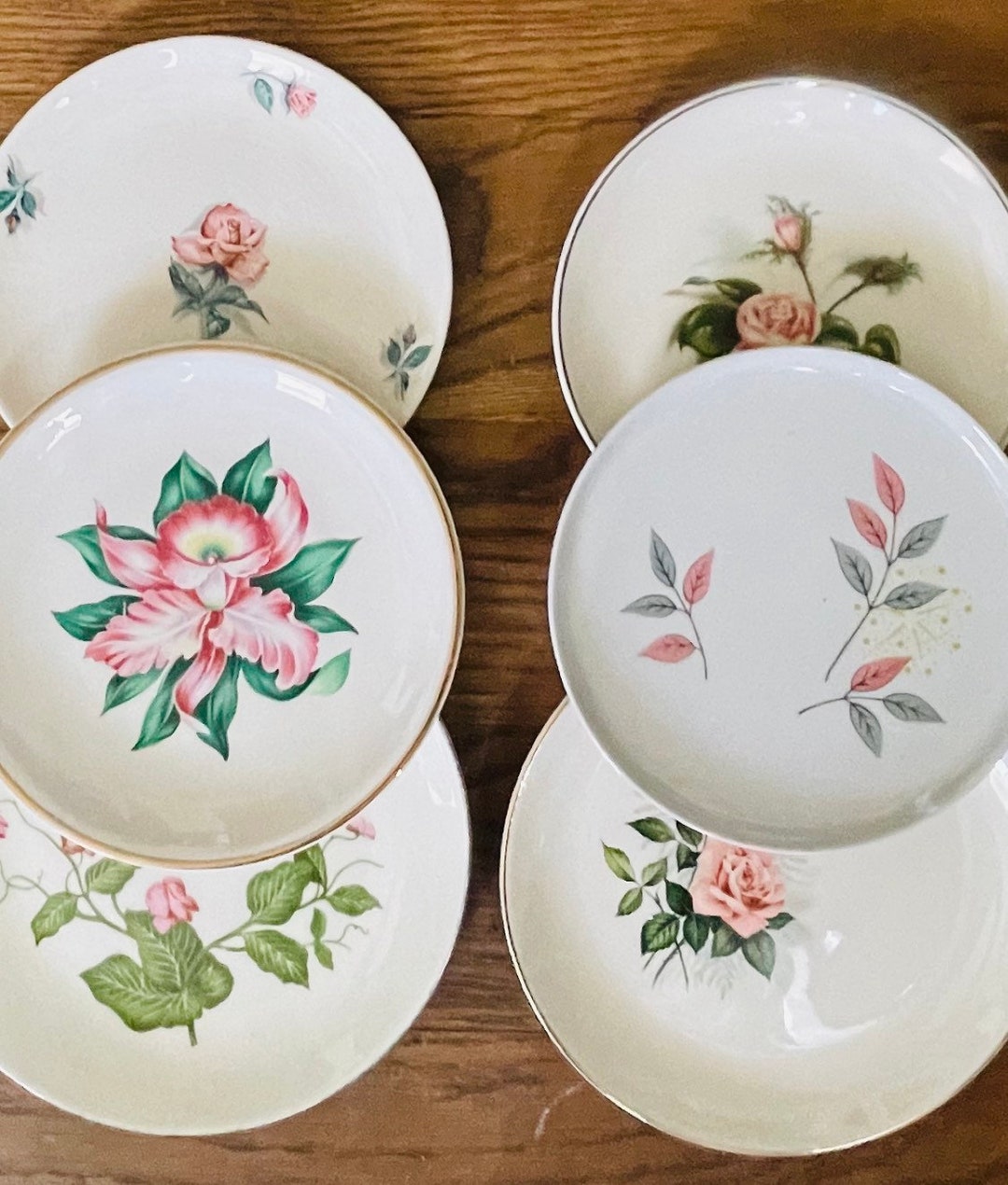 Create Your Own Mismatch Set of Pink Floral Bread Plates- Plates Sold ...