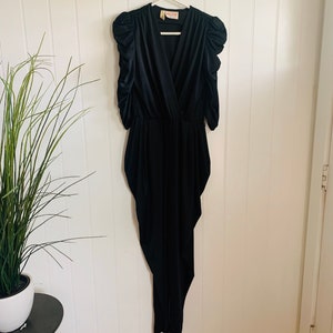 70’s Black Polyester Jumpsuit by Diamond's Run