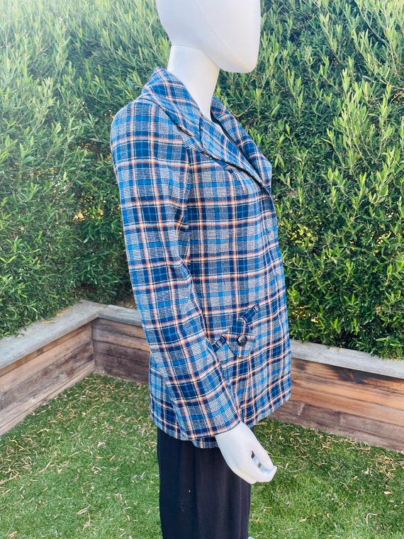 Pendleton Vintage Blue Plaid Wool Blazer - image 3