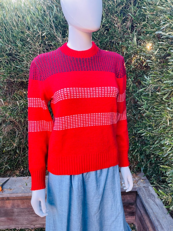 Lido Sports California Red Wool Ski Sweater