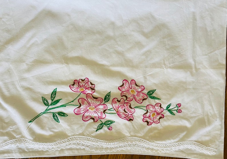 Vintage Embroidered Pillowcases Sold Individually Etsy