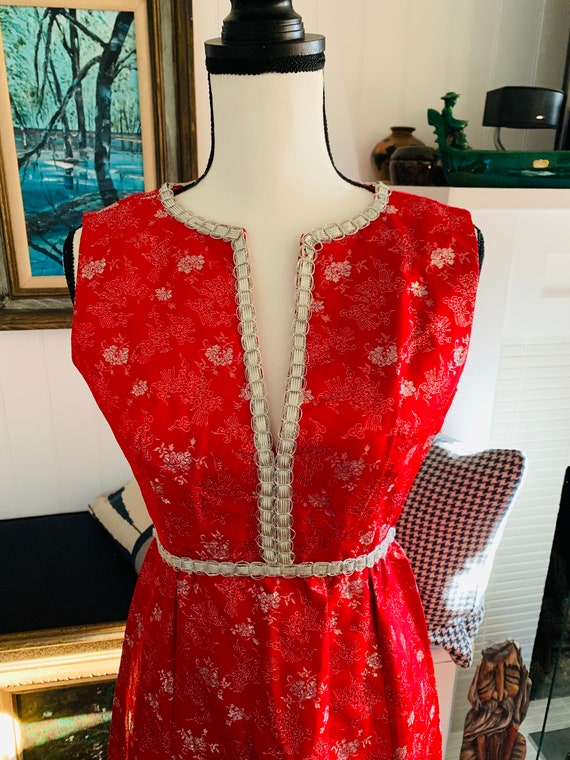 Vintage Red Brocade Gown/ 1960’s Vintage Prom Dre… - image 2