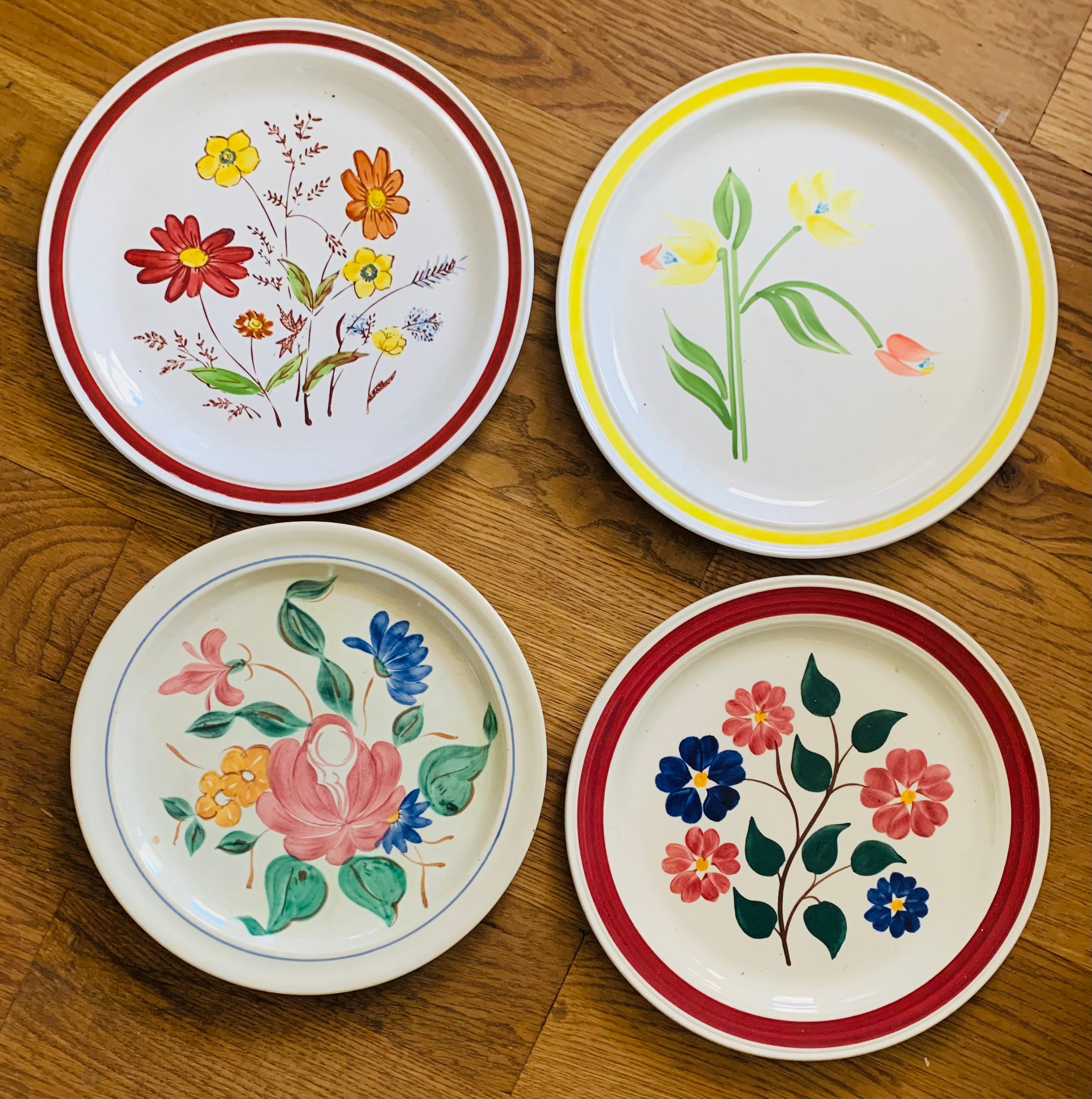 Mismatched Set of 4 Hand Painted Dinner Plates Etsy