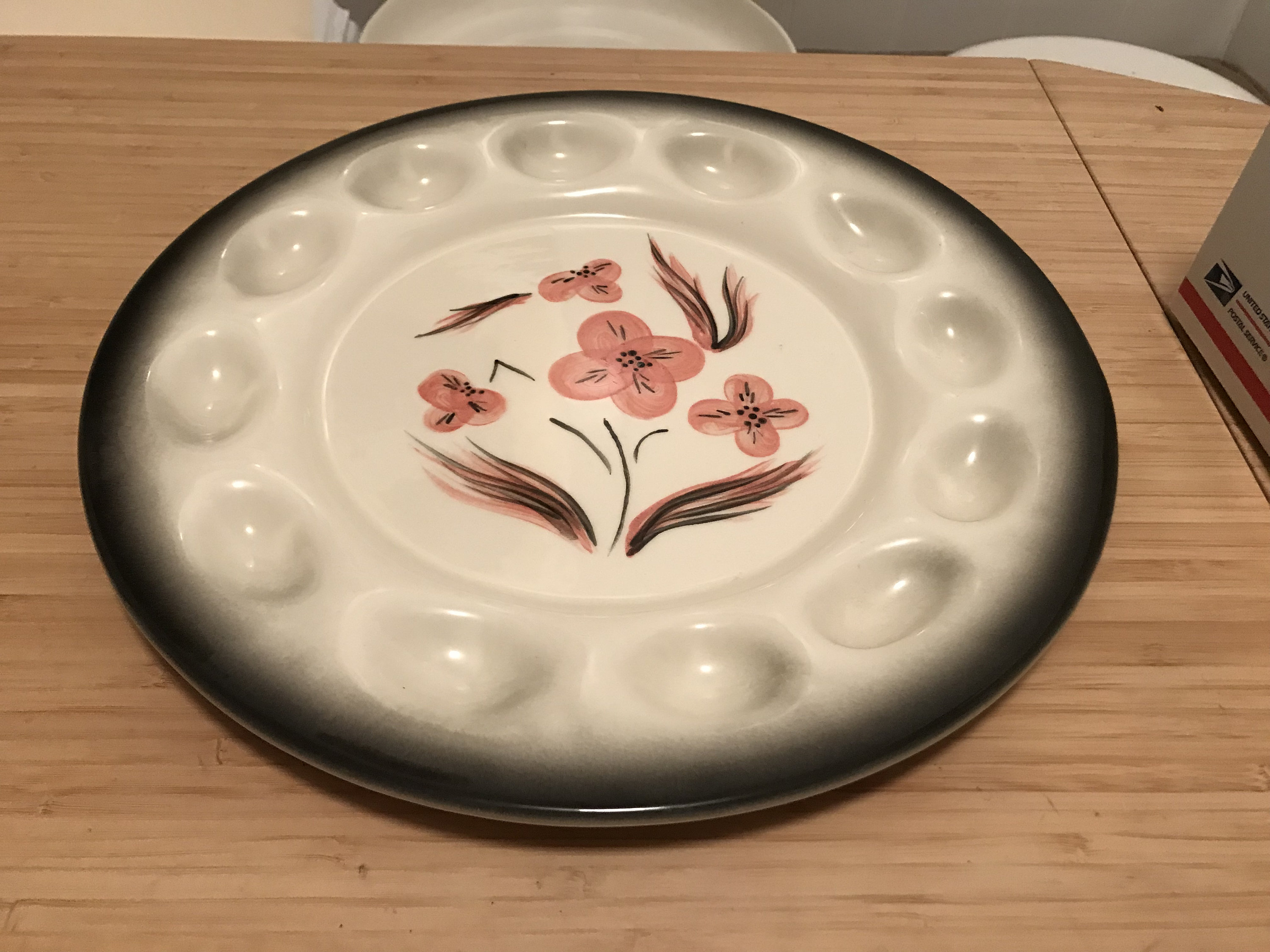 Brock Pottery of Californias Large Floral Deviled Egg Platter Etsy UK