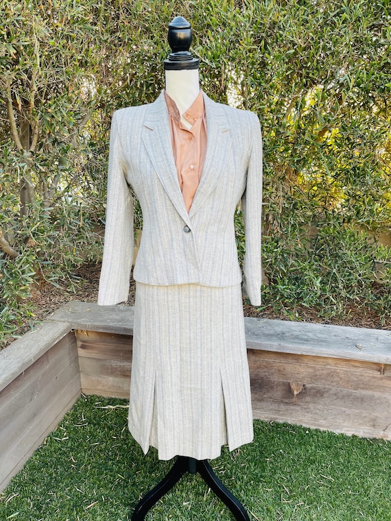 Vintage Grey Andre Barreau New York Skirt Suit Set