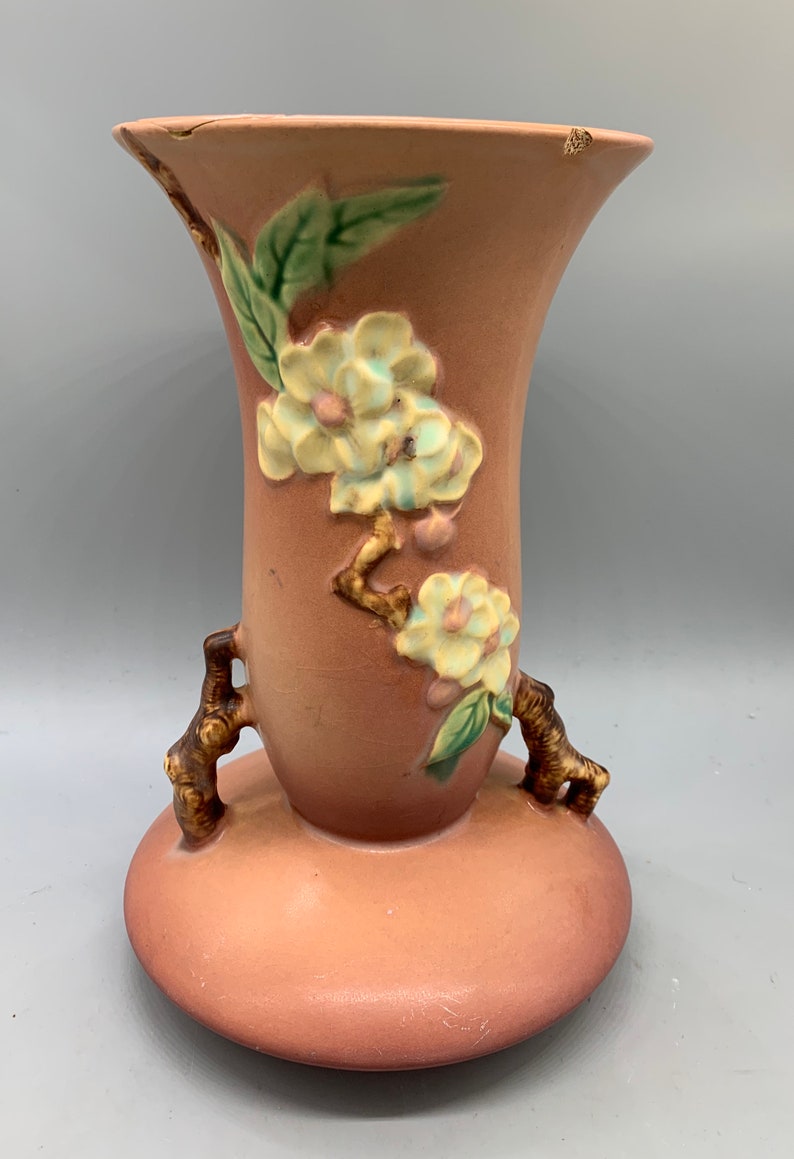 Roseville Potterys 1942 Apple Blossom Vase 388-10 | Etsy